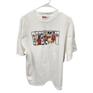 Vtg 90s Disney Mickey Inc Fantasia Sorcerers Apprentice Embroidered TShirt OS